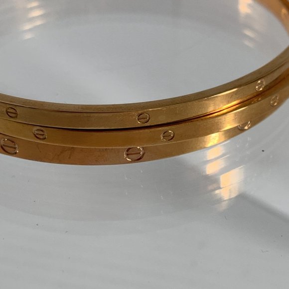 Lot of 3 Copper Colored Bangle Bracelets Stackable Circle Details Unbranded - Picture 3 of 6